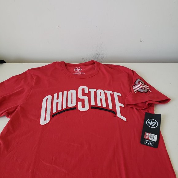 Ohio State Buckeyes T-Shirt Tee Mens Medium Red 47 OSU Sleeve Logo NCAA NWT - Picture 2 of 11
